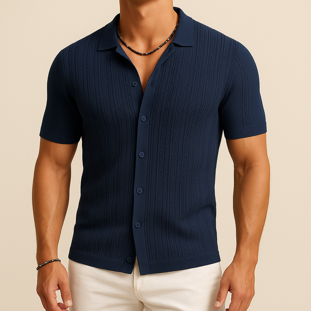 Men’s Knit Button Down Polo Shirt | Vaester & Co