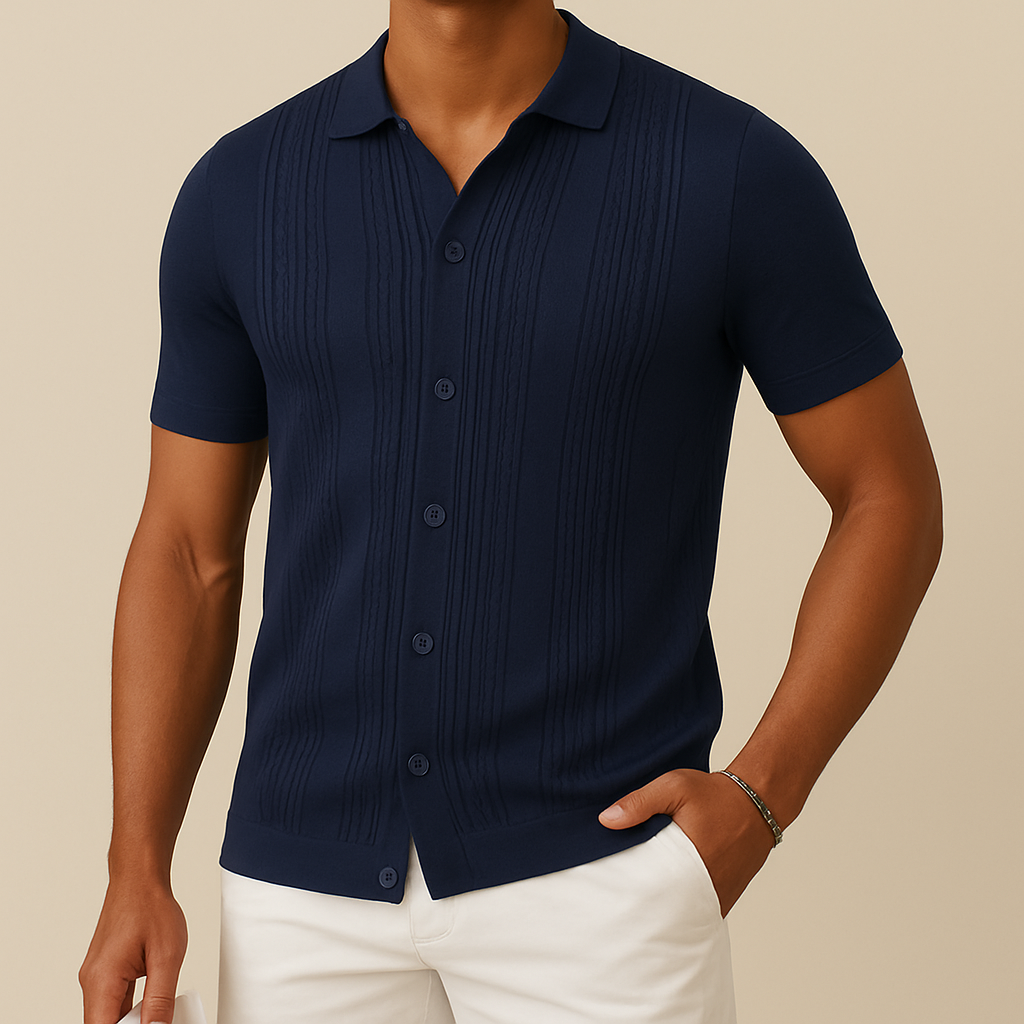 Men’s Knit Button Down Polo Shirt | Vaester & Co