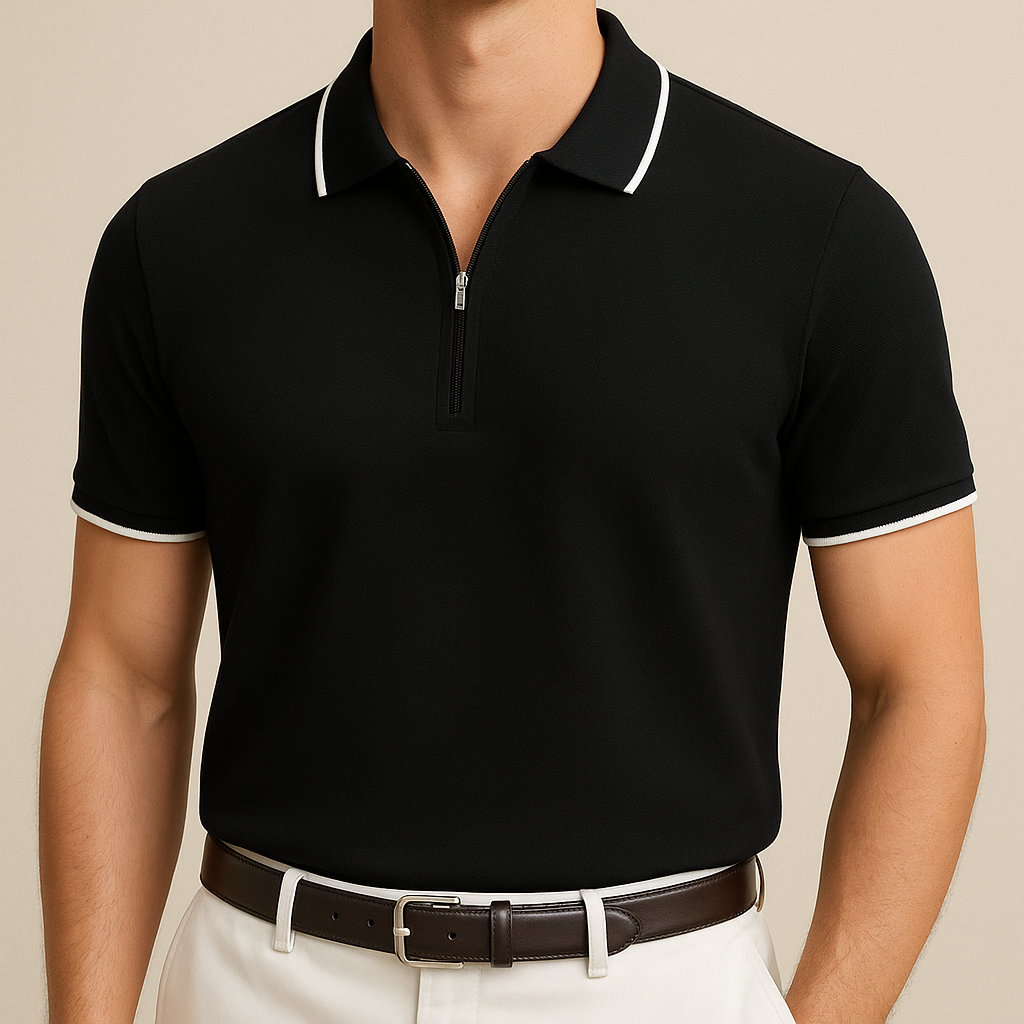 Men’s Knitted Zipper Polo Shirt | Vaester & Co
