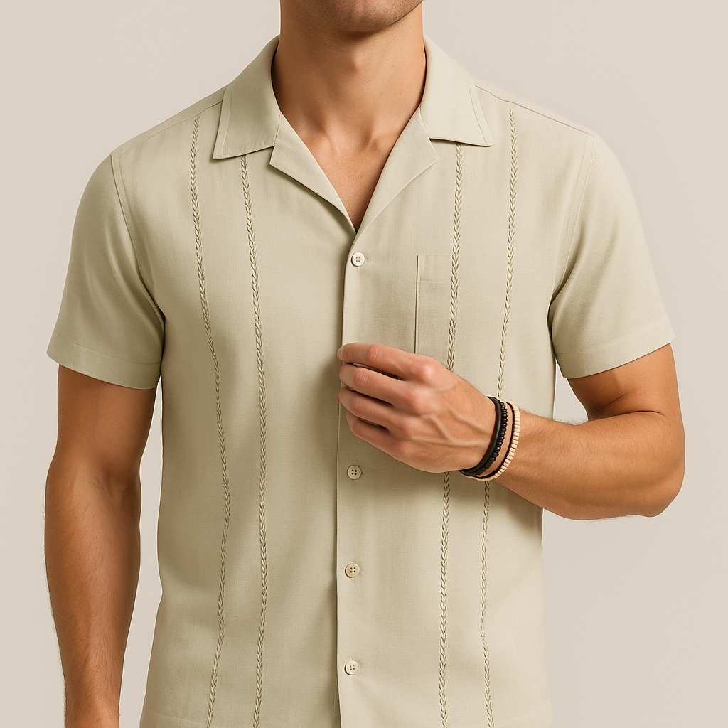Khaki Cuban Style Summer Shirt | Vaester & Co