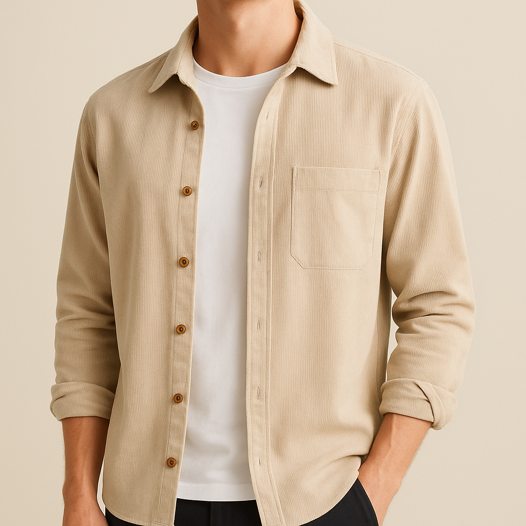 Men's Textured Corduroy Long Sleeve Shirt | Vaester & Co