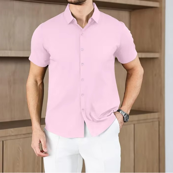 Men's Business Casual Solid Color Short Sleeve Shirt | Vaester & Co