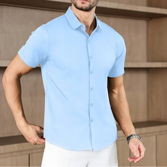Men's Business Casual Solid Color Short Sleeve Shirt | Vaester & Co