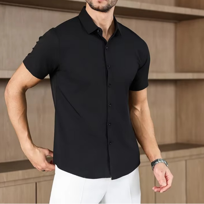 Men's Business Casual Solid Color Short Sleeve Shirt | Vaester & Co