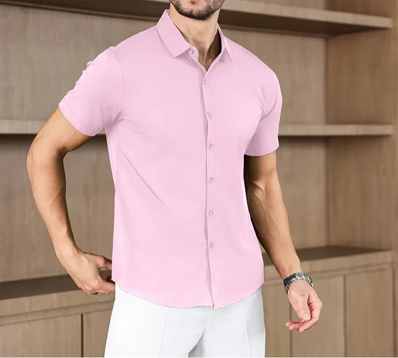 Men's Business Casual Solid Color Short Sleeve Shirt | Vaester & Co
