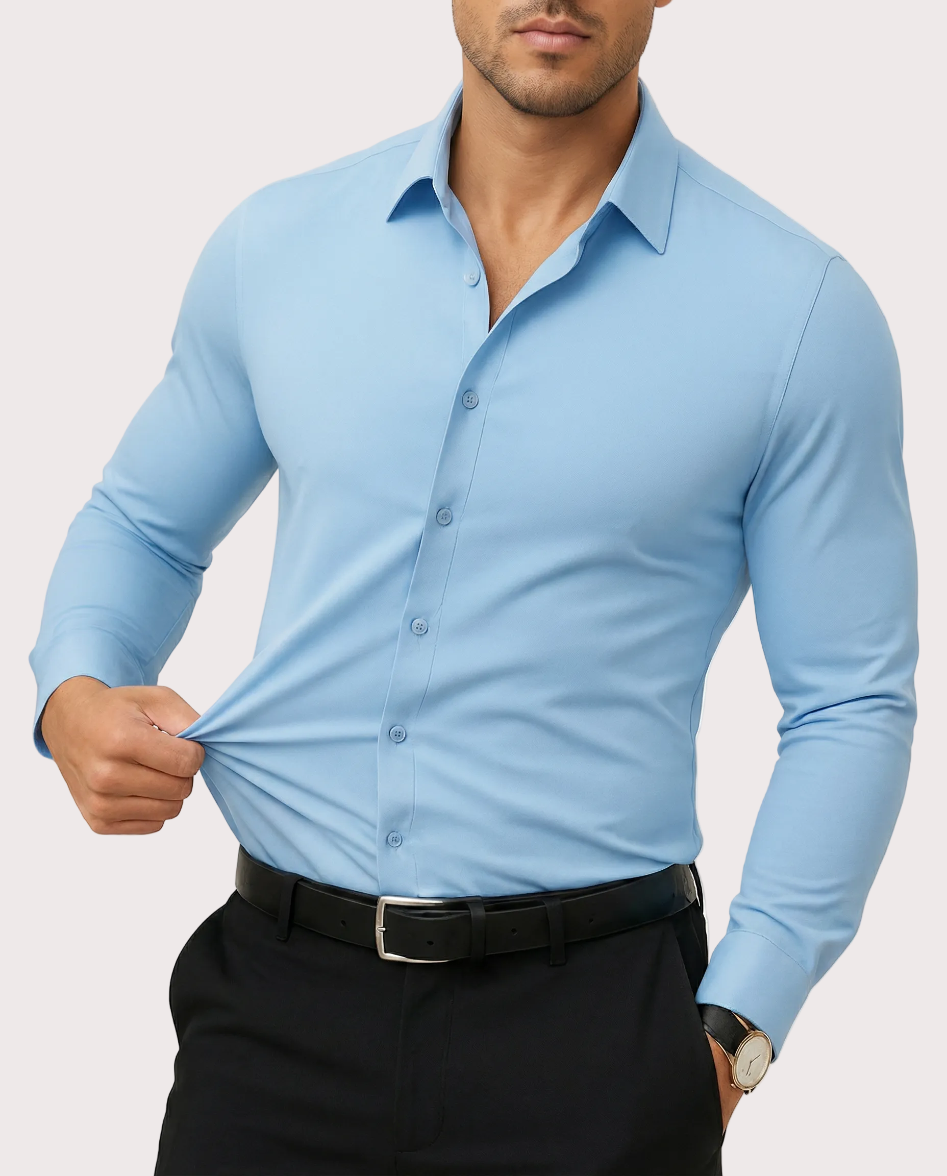 Elastisches Azzurro-Hemd (Einzeln) | Vaester & Co