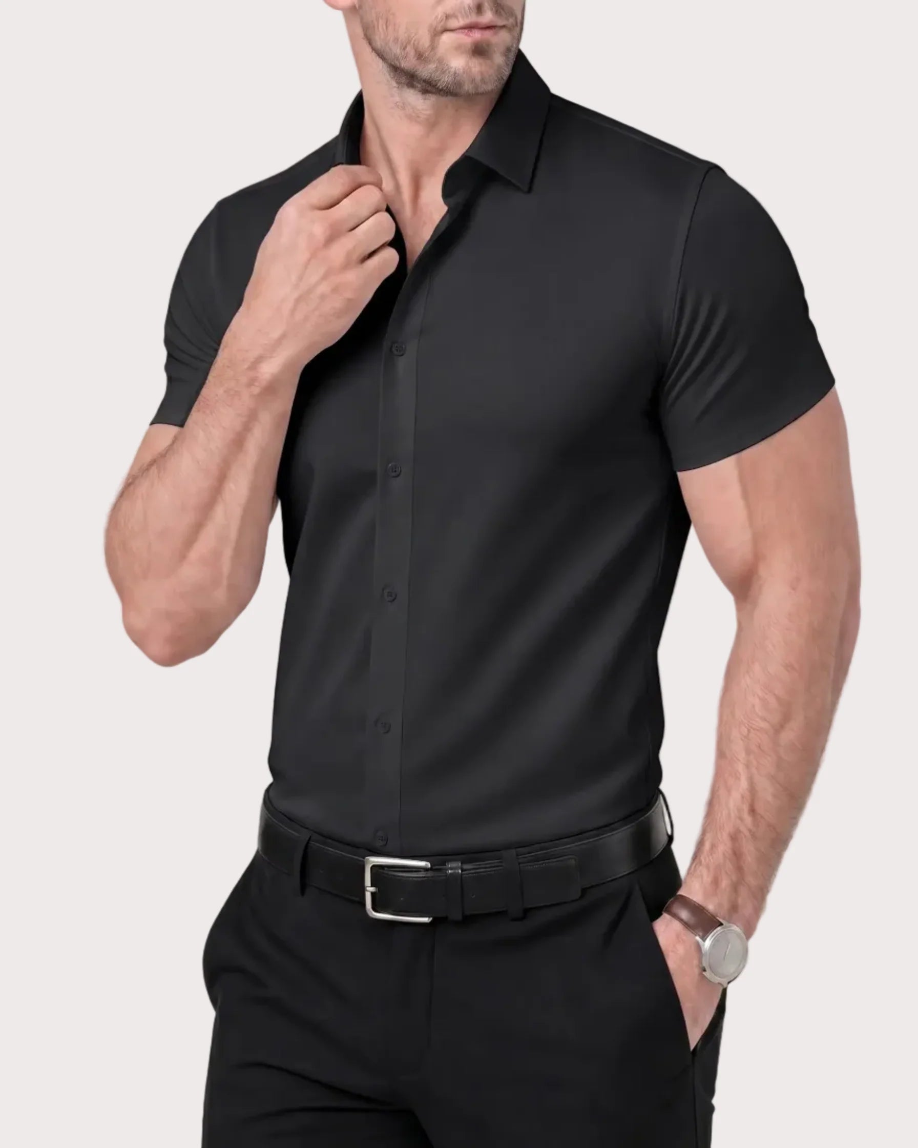Chemise Élégante Stretch Azzurro | Vaester & Co