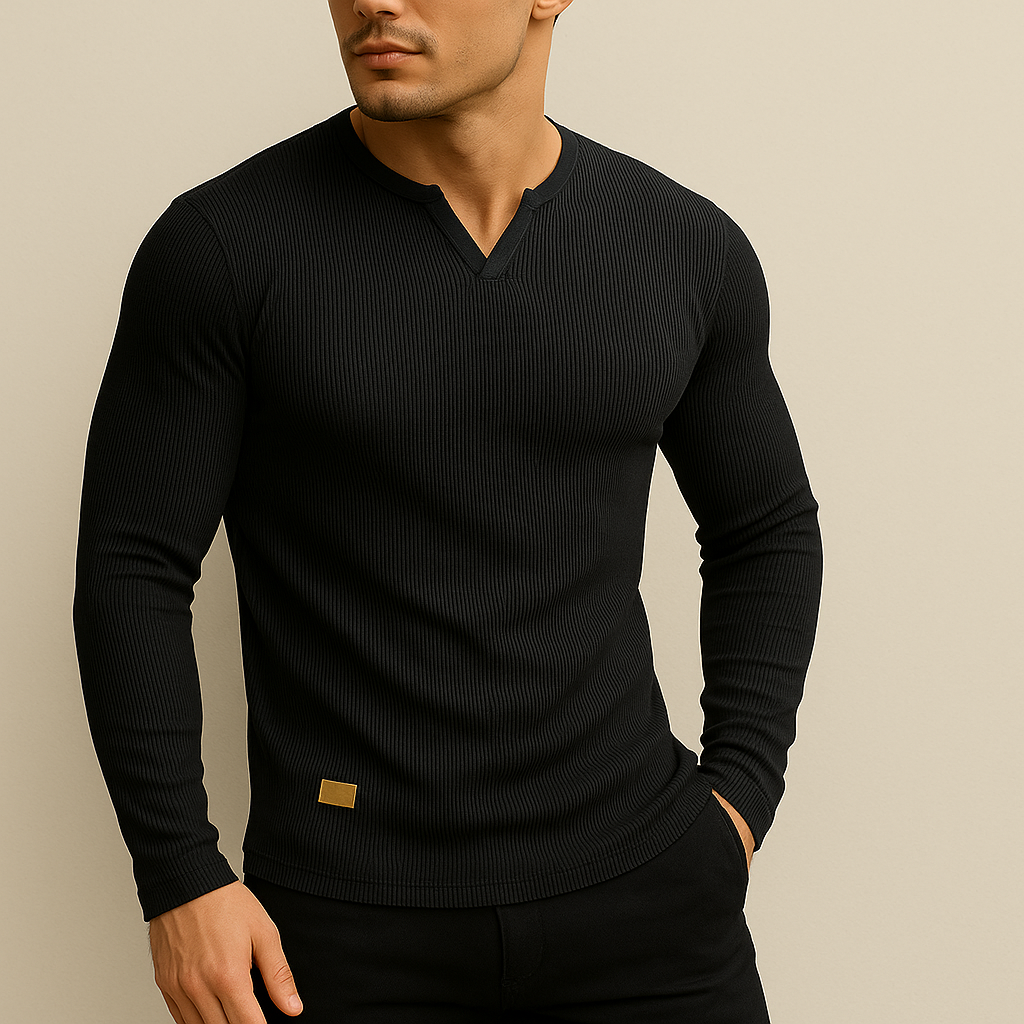 Men's Slim Fit V-Neck Sports Shirt | Vaester & Co