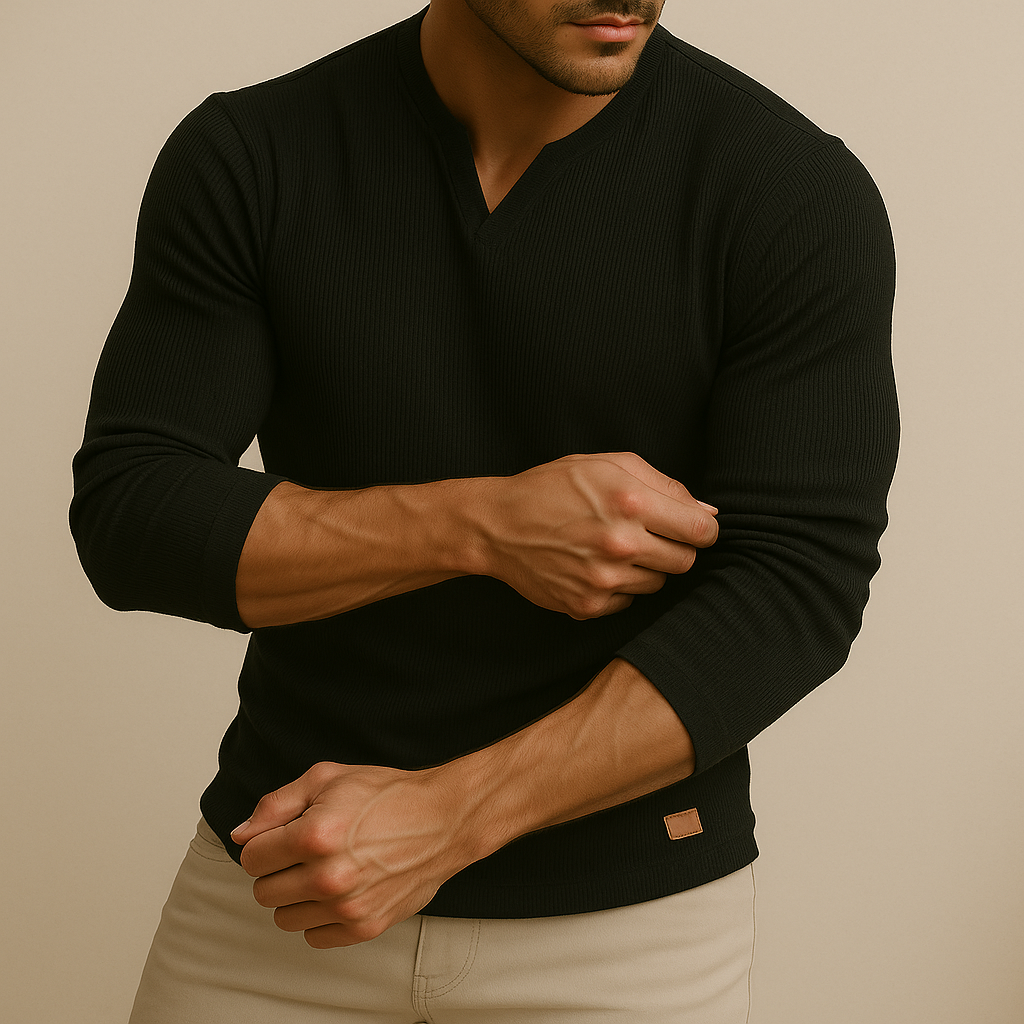 Men's Slim Fit V-Neck Sports Shirt | Vaester & Co
