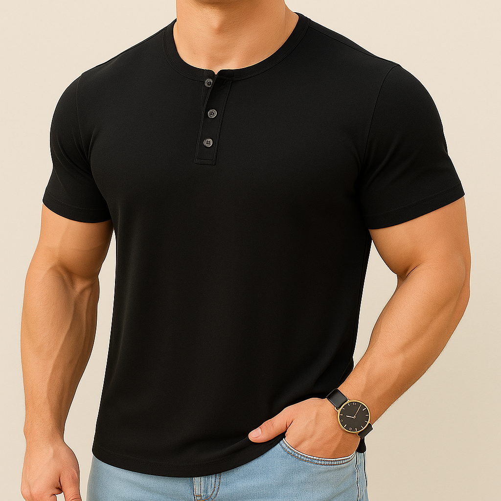 Slim Fit Henley Tee | Vaester & Co