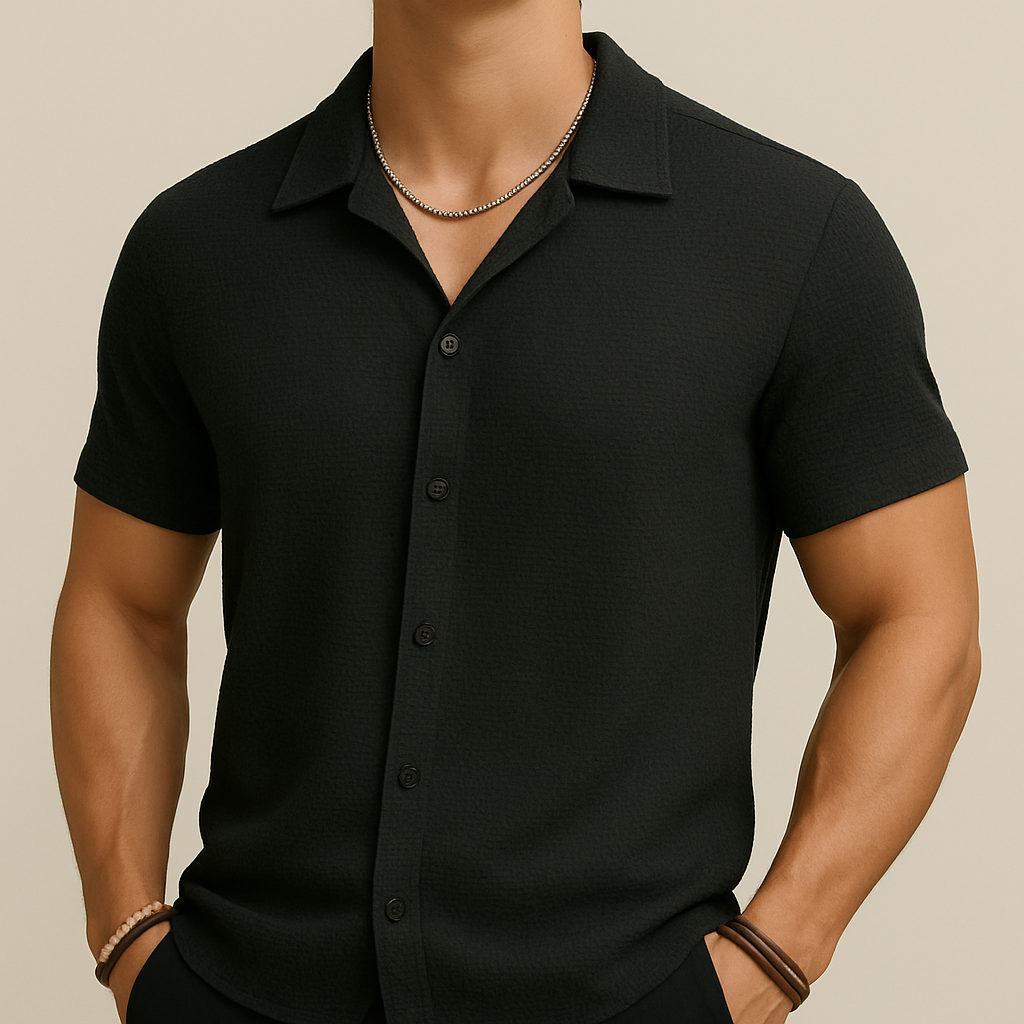 Loose Fit Solid Button-Up Shirt | Vaester & Co