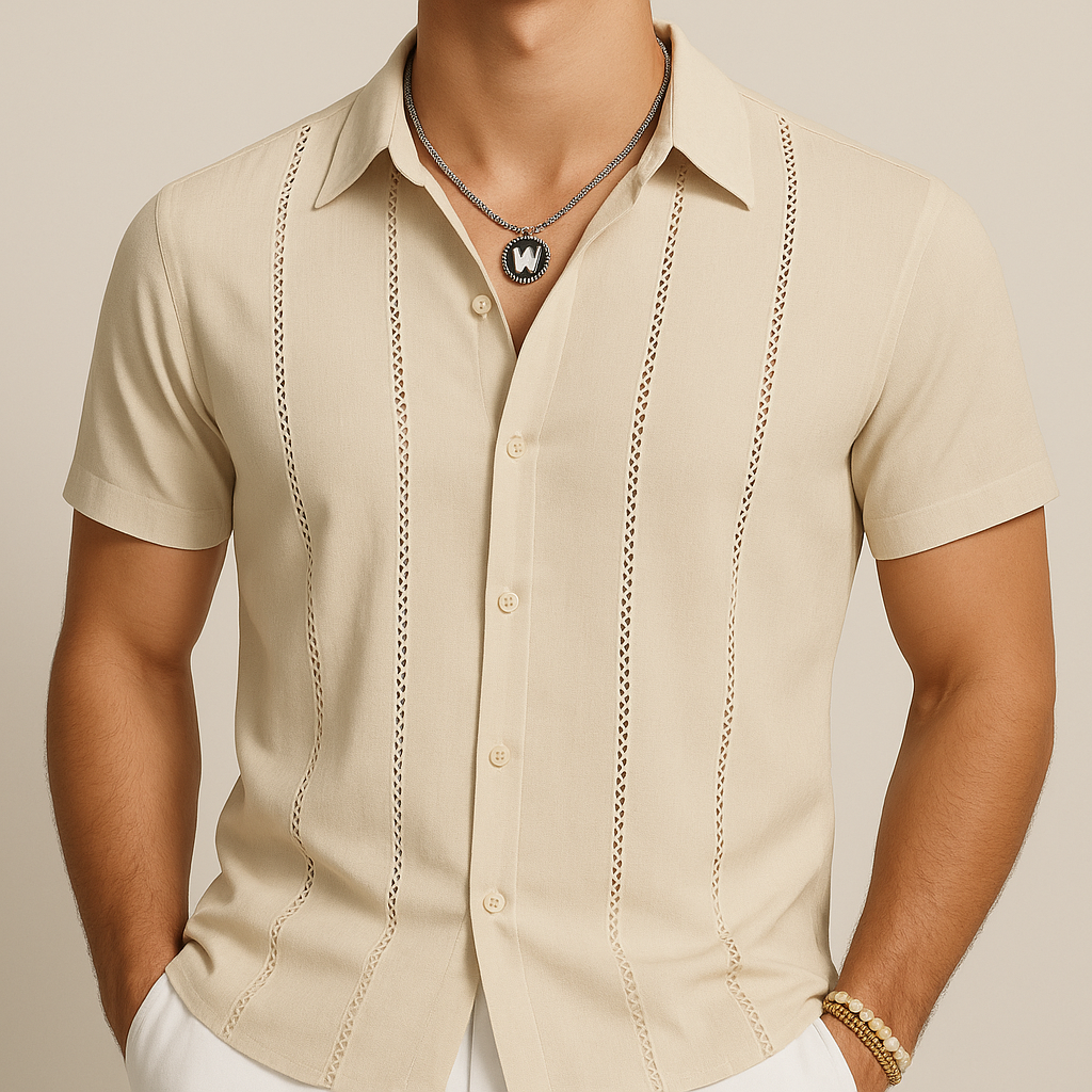 Khaki Cuban Style Summer Shirt | Vaester & Co