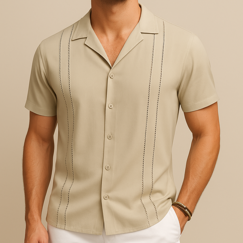 Khaki Cuban Style Summer Shirt | Vaester & Co