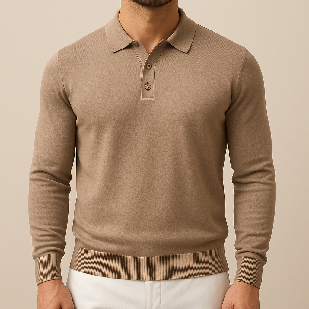 Men’s Soft Knit Long-Sleeve Polo Shirt | Vaester & Co