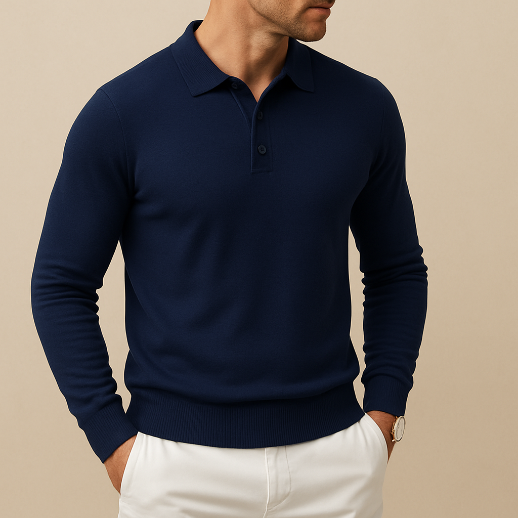 Men’s Soft Knit Long-Sleeve Polo Shirt | Vaester & Co