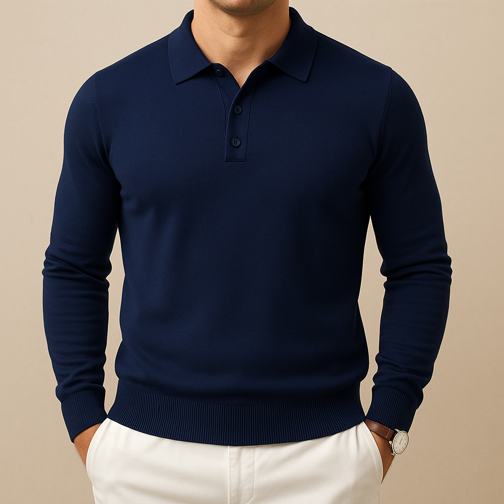 Men’s Soft Knit Long-Sleeve Polo Shirt | Vaester & Co
