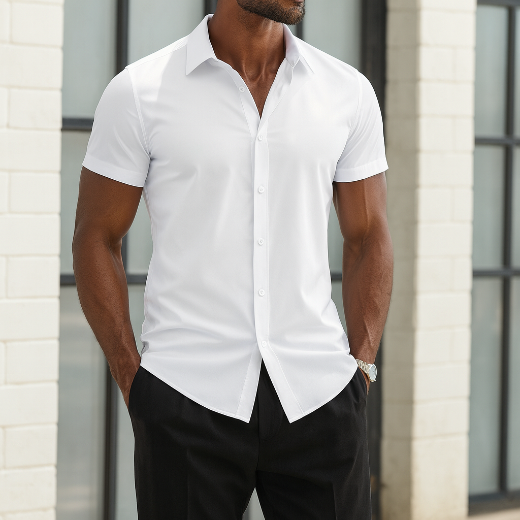 Tailored Fit Stretchy Dress Shirt | Vaester & Co