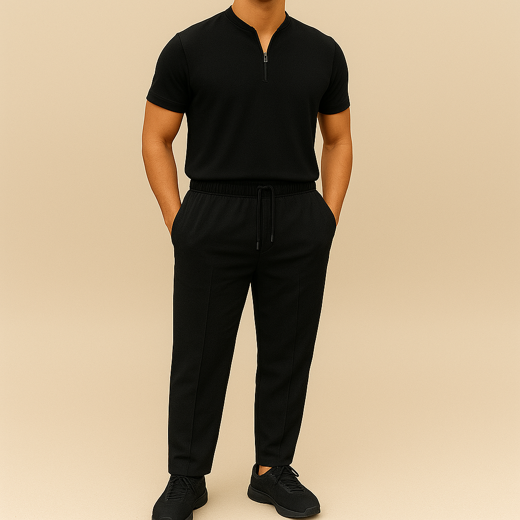 Men's Summer Waffle Collar Zipper Set | Vaester & Co
