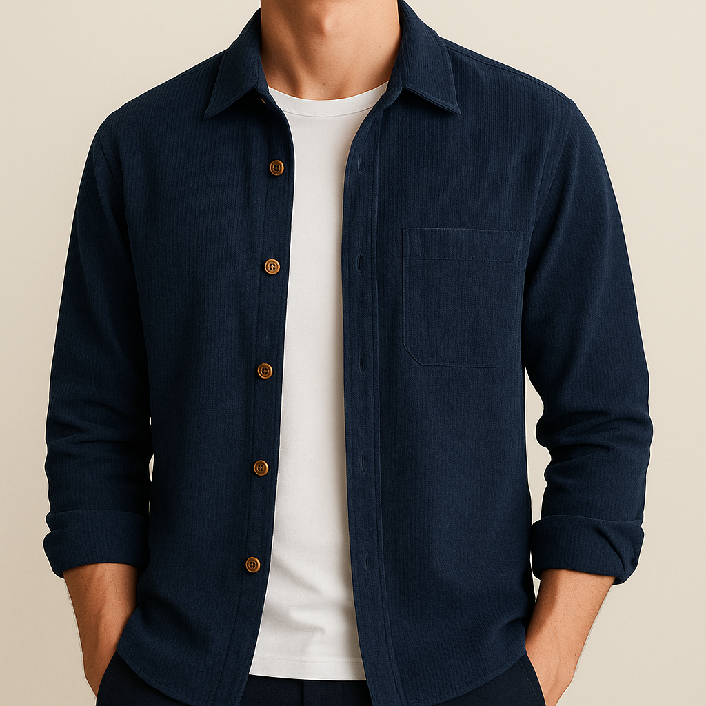 Men's Textured Corduroy Long Sleeve Shirt | Vaester & Co