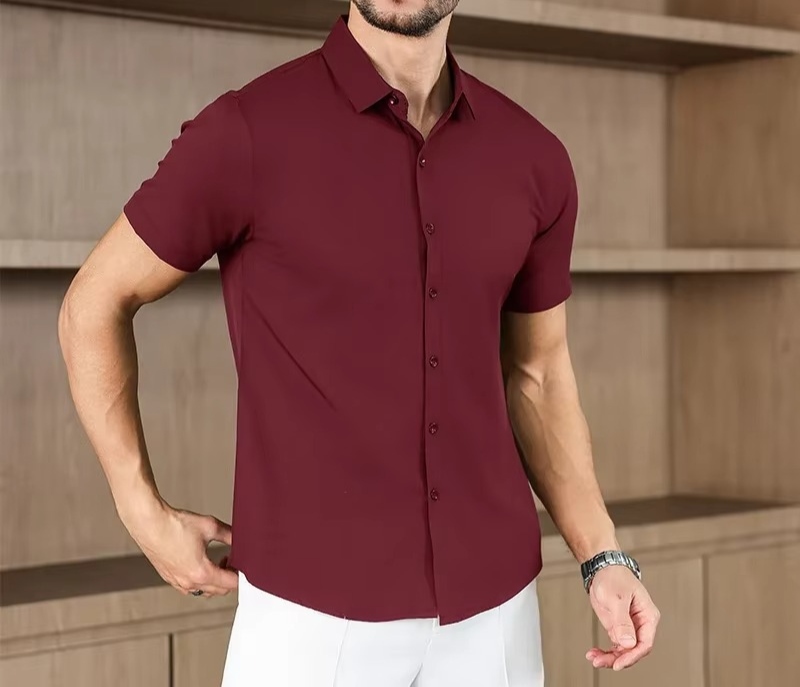 Men's Business Casual Solid Color Short Sleeve Shirt | Vaester & Co