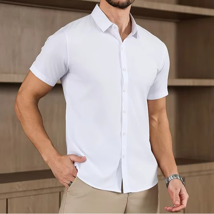 Men's Business Casual Solid Color Short Sleeve Shirt | Vaester & Co