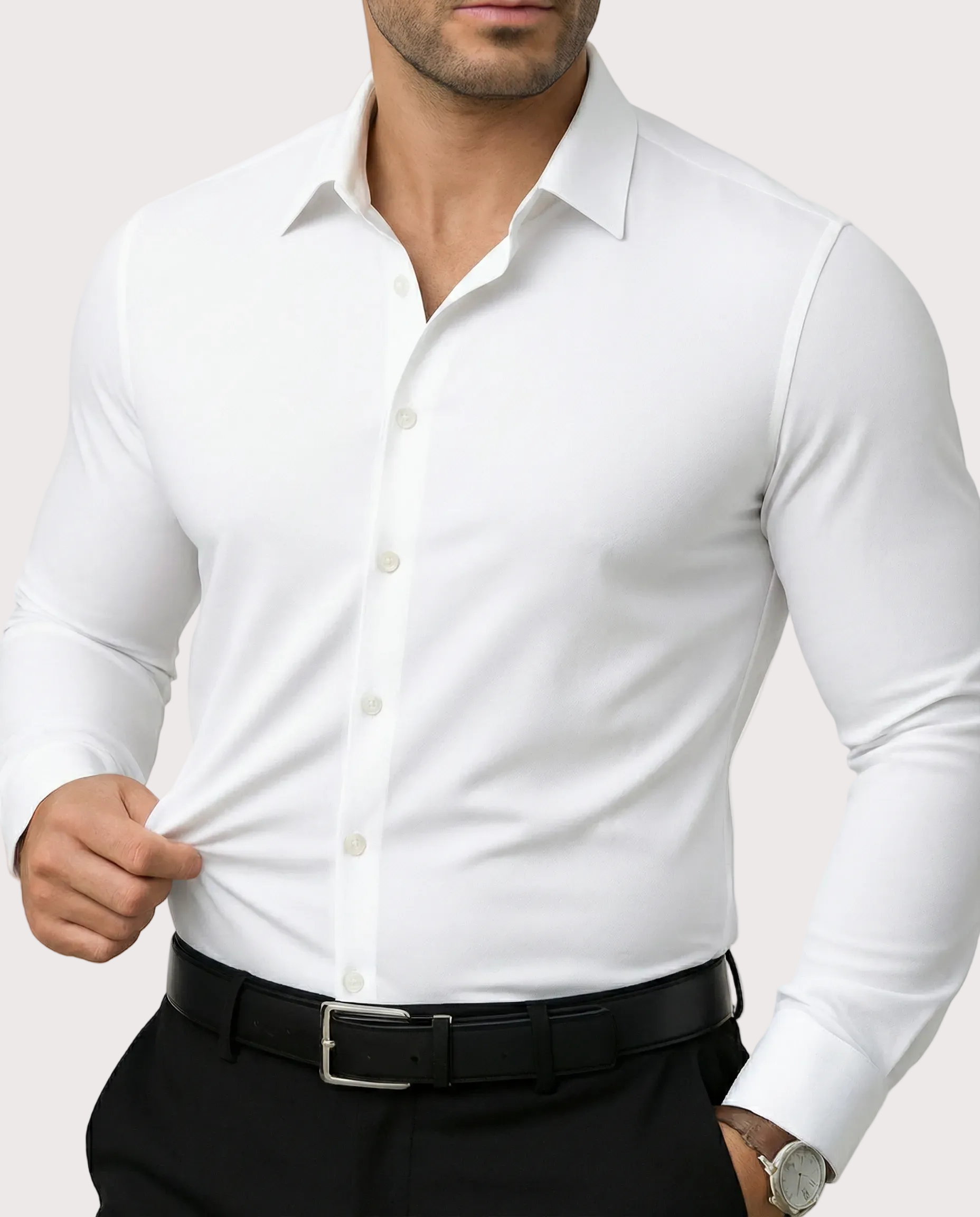 Elastisches Azzurro-Hemd (Einzeln) | Vaester & Co