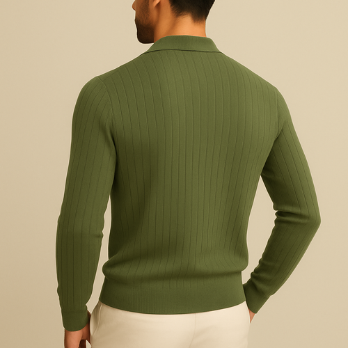 Men’s Long Sleeve Knit Polo Shirt | Vaester & Co