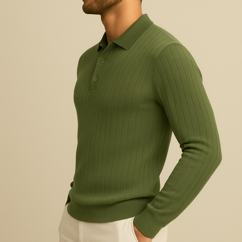 Men’s Long Sleeve Knit Polo Shirt | Vaester & Co