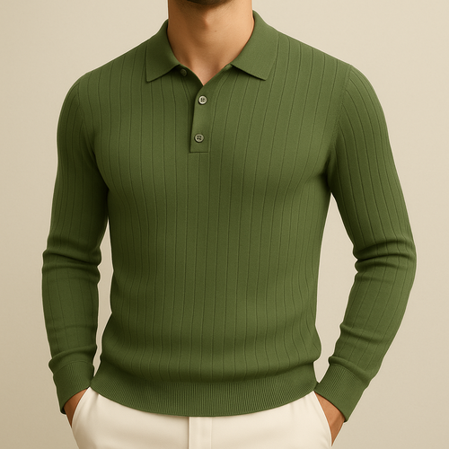 Men’s Long Sleeve Knit Polo Shirt | Vaester & Co